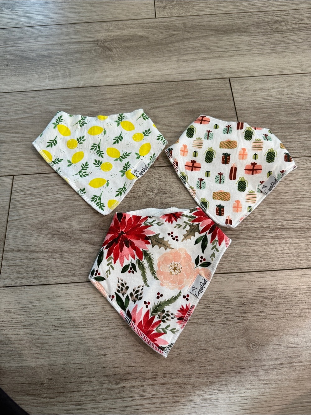 Copper Pearl Baby Banana Drool Bob Bundle - Floral, lemon and Christmas
